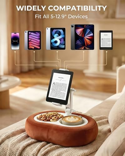 Miledi Tablet Pillow Stand for Bed with 360° Rotating Holder, Terracotta - Image 4
