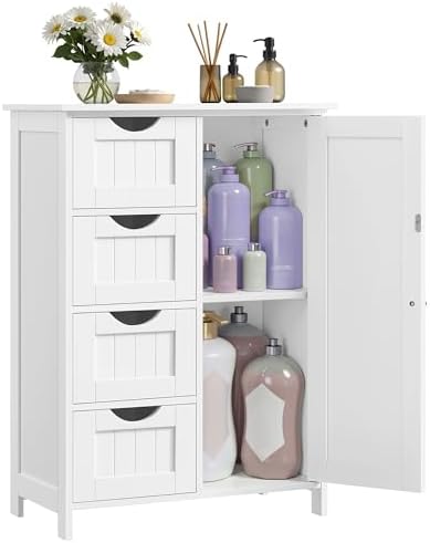 VASAGLE Floor Storage Cabinet, Farmhouse, 4 Drawers and 1 Door, 35.4" H by VASAGLEbySONGMICSHOME
