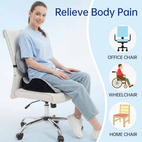 Extra Large Memory Foam Seat Cushion and Lumbar Support Pillow for Office Chair Pressure Relief Sciatica & Tailbone Pain Relief Chair Pad for Home,Car Seat,Wheelchair - Image 5