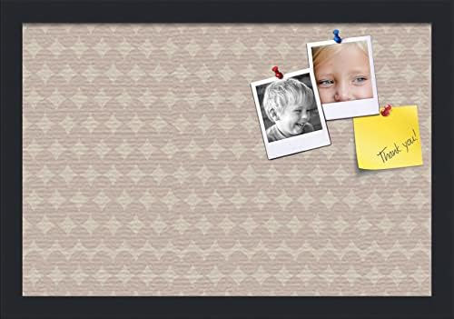 PinPix 18x12 inch Cork Bulletin Board. This Decorative Framed Pin Board Comes with Diamond Pattern in Light Pink and Cream Design and Satin Black. Ideal for Home, Office Decor or School (PinPix-294) by PinPixBulletinBoards