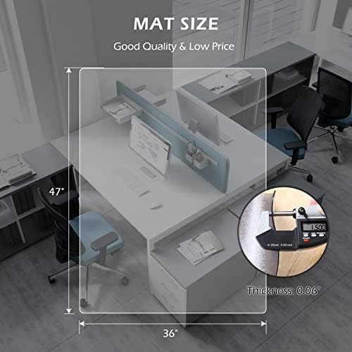 SALLOUS Clear Chair Mat, 47"x36" Office Chair Mat for Hard Floors, Vinyl Desk Chair Mat Protector for Hard Surface (Clear) - Image 2