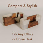 RWA Business Card Holder – Luxury Square Desk Organizer, Stylish Office Decor, Slim Card Holders - Wood & Epoxy Card Display Stand for Men and Women, Office Desk Accessories - SMART, platinum - Image 4