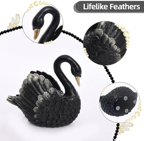 Swan Decorative Bookends,Resin Book Ends for Shelves,Unique Black Book Holders,Heavy Duty Swan Decor for Home Office Desk Bookshelf,Set of 2,Gifts for Anniversary - Image 4