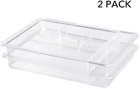Oubonun Expandable Shallow Vanity Plastic Makeup Drawer Organizers, 2 Pack - Image 6