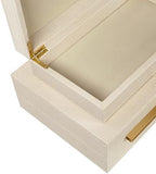Sagala Set of 2 Beige Shagreen Decorative Boxes With Gold Metal Handles, Faux Leather Jewelry Boxes Modern Storage Boxes Photo Boxes Memory Boxes Home Organizer (Beige-Gold Handle) - Image 6