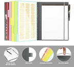 Ospelelf Clipboard with Storage for Men Women, Leather Padfolio Portfolio Organizer 5 Folders with 10 Pockets, Spiral Clipboard Folio with Notepad for Letter Size, Elastic Closure and Pen Loop Grey - Image 5
