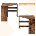COSTWAY Corner Computer Desk, Space-Saving Triangular Writing Desk w/ 2 Storage Shelves & 2 Cable Holes, Multi-Functional Console Table for Small Space in Home Office, Living Room, Bedroom (Coffee) - Image 3