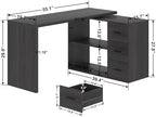 HSH Dark Grey L Shaped Computer Corner Desk with 3 Storage Drawers 55 inch - Image 2