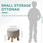 Small Foot Stool Ottoman with Storage, Sherpa Ottoman Foot Rest for Couch, Round Footstool with Storage, Small Ottomans and Footstools for Living Room and Entryway (Light Gray) - Image 2