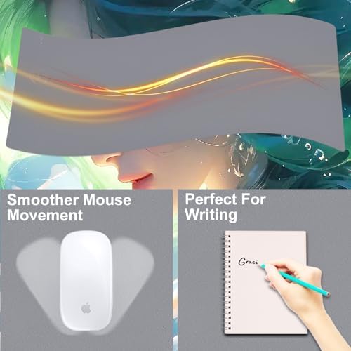 Desk Mat with Wireless Charging, Grey Mouse Pad with Wireless Charger, Desk Pad Matt for Desktop, Mousepad Gaming Large Mouse Pad, Leather Compute for Keyboard and Mouse, 32" x 16" - Image 4
