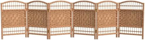 Red Lantern 2 ft. Short Fiber Weave Folding Screen - Natural - 6 Panels by RedLantern