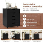Byroce 5-Drawer Storage Cabinet with Wheels, Mobile Office Cabinet, Black - Image 7