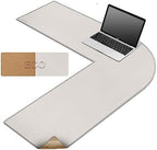 MAIDERN (40”+ 40”) x 13” L Shaped Corner Desk Mat, Cork & Leather Dual Sided Desk Pad for Gaming Computer Office Home (Cream) by Maidern