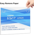Acrylic Sign Holder 8.5 x 11 Horizontal, Wall Mount Document Holder, Clear Plastic Picture Frame with Tape Adhesive and Screws for Office, Home, Store, Restaurant - 12 Pack - Image 4
