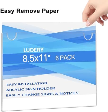Acrylic Sign Holder 11x8.5 Horizontal, Wall Mount Document Holder, Clear Plastic Picture Frame with Tape Adhesive and Screws for Office, Home, Store, Restaurant - 20 Pack - Image 4