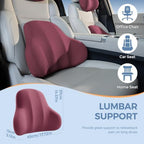 BABUR Car Lumbar Support Pillow Memory Foam Back Cushion for Driver Seat - Image 2