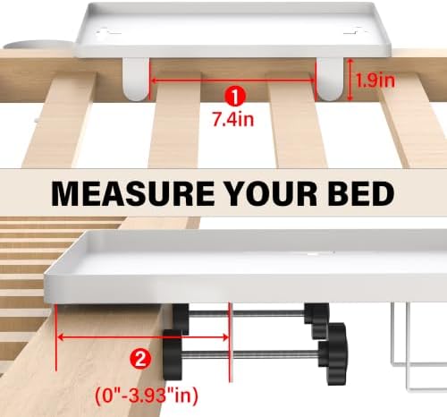 Bedside Shelf, Metal Shelf for Dorm Room Clip On Floating (White) - Image 2
