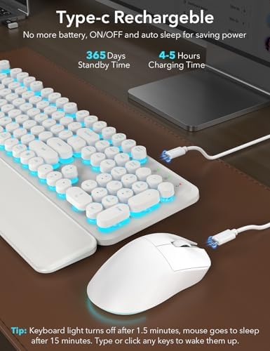 Wireless Keyboard and Mouse Backlit - Typewriter, Magnetic Wrist Rest - Image 4