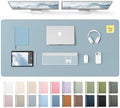 YSAGi Leather Desk Pad Protector, Office Desk Mat, Large Mouse Pad, Non-Slip PU Leather Desk Blotter, Laptop Desk Pad, Waterproof Desk Writing Pad for Office and Home (Ice Blue,55" x 24") by YSAGi