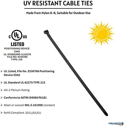 Kable Kontrol Cable Zip Ties, 36 Inch, 100 Pcs, 50lbs Test, Black - Image 2