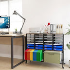 EasyPAG Rolling File Cart with 24 Slot Mail Organizer, Under Desk Storage with Hanging File Rack for Letter/Legal Folders, Mobile Filing Cabinet Printer Stand for Office Home Classroom, Black - Image 2