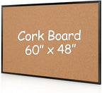Extra Large Cork Bulletin Board 60" X 48", Black Wood Framed 5'x4' Corkboard for Wall, Wall Mounted Notice Pin Board with 18 Push Pins for School, Home & Office by Justdowhatyouwanttodo