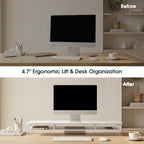 Fenge 42.5" Dual Monitor Stand with Clear Acrylic Legs, White - Image 6