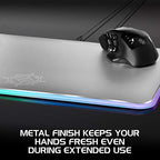 ENHANCE Metal LED Gaming Mouse Pad - Metal Mouse Pad with Large Aluminum Alloy Surface, Multi-Color Transparent Edges, Non-Slip Rubber Grip, & Sleek Precision Tracking for Esports - Silver - Image 5