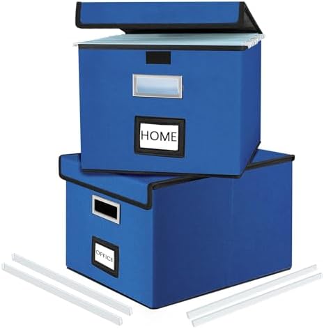 File Organizer Box with Lids, Collapsible File Folder Organizer by Huolewa