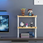 Clamp On Desk Shelf 2-Tier, 12.6 inch Wood Shelving Unit for Office Desk/Gaming Accessories, Tabletop Book Storage Rack, Shelf for Top & Under of Desk, Natural - Image 2