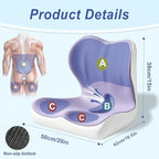Seat Cushion for Office Chair and Car, Ergonomic Memory Foam Seat Cushion with Lumbar Support Pillow, Orthopedic Cushion for Sciatica & Back Pain, Purple & Light Gray - Image 2