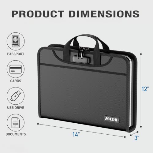 Fireproof Binder Organizer with 15 Pack Pockets,Letter Size,Black - Image 6