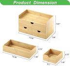 Bamboo Desk Organizer with Drawers, Desktop Storage Box for Office Supplies - Image 3