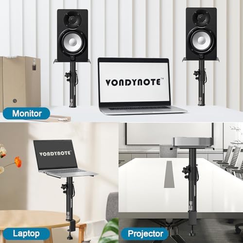 Vondynote Set of 2 Studio Monitor Stands Desktop Speaker Stands Height Adjustable 12" to 18" Speaker Stands with Desk Clamp - Image 7