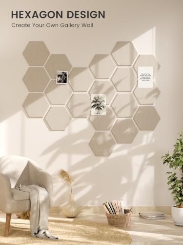 Fluxynara 8-Pack Hexagon Felt Bulletin Board Tiles, Oatmeal-1 - Image 7