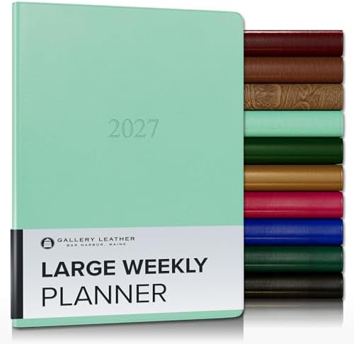 Gallery Leather Large Weekly Planner 2026-2027 Caribbean Sea Glass by GalleryLeather