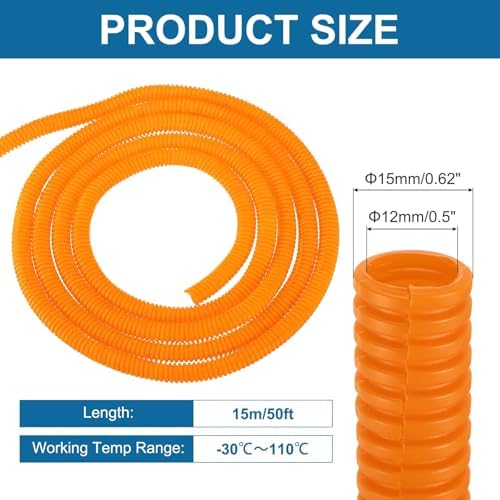 MECCANIXITY 1/2" 50ft Split Wire Loom Tubing w/Installation Tool Orange - Image 2