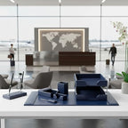Dacasso Navy Blue Bonded Leather 9-Piece Desk Set (D5009) - Image 5