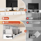 Univivi Under Desk Cable Management Tray, Cable Management, 48 inch, White - Image 3