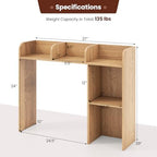 BECOMFORT Desk Hutch, Desk Organizer Shelf w/ 5 Storage Compartments, up to 27” Monitor, Wooden Display Rack, Desktop Bookshelf for Vanity Dressing Tabletop College Dorm Home & Office - Image 3