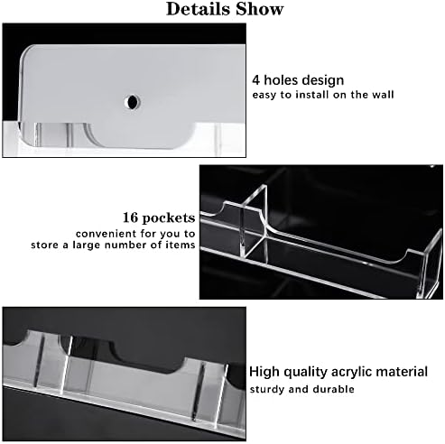 TURSTIN Business Card Holder Wall Mount Clear Sticker Display Marketing Holder Acrylic Business Card Stand Multi Pocket Rack Organizer Space Saver for Home Office (16 Pockets) - Image 3