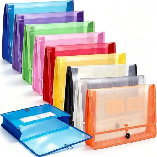 CUTHOLLOW Plastic Expandable File Organizer Folder, with Elastic Cord(No Divider), 9Pcs Waterproof Transparent Document Holder Storage for Receipt/Paper/Bill/Taxes/Letter, for School Office Home by CUTHOLLOW