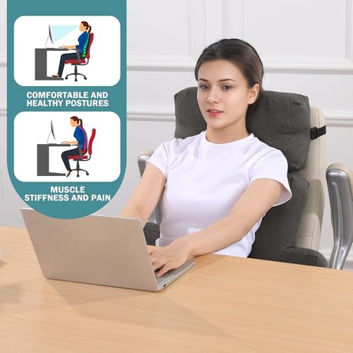 ROYALAY 2 Pcs Neck Pillow Lumbar Support for Recliner, Back Pillow for Chair with Adjustable Headrest Pillow, Back Rest Pillow for Office Chairs, Recliners,Sofa, Couch, Brown - Image 6