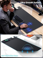 Mouse Pad with Magnetic Wireless Charging & Adjustable Phone Stand, 31.5"x15.8" Extended Desk Mat, Waterproof Ultra-Smooth Keyboard Pad, Non-Slip Base, Black - Image 5