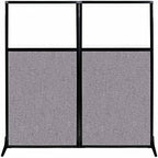 Versare Workstation Partition | Portable Wall Divider | Modern Office Cubicle | Free Standing Privacy Screen | Flexible Work Space | 66" x 70" W/Window, Cloud Gray Fabric Panels by VERSARE