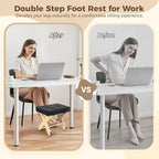 Double Step Foot Rest Under Desk, Ergonomic Wood Foot Stool with PU Cushion Top, Desk Foot Rest for Office Chair, Under Desk Footrest Stool for Work, Leg Rest Support (Natural Wood) - Image 3