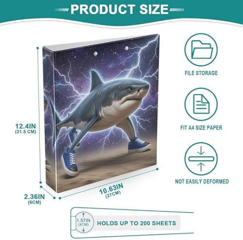 ALAZA Tralalero Tralala Meme Italian Brainrot Shark 3 3 Ring Binder 1.5 Inch Three Ring Office Binders w/clipboard & 3 Pockets, Hold 200 Sheets, 2 pcs - Image 5