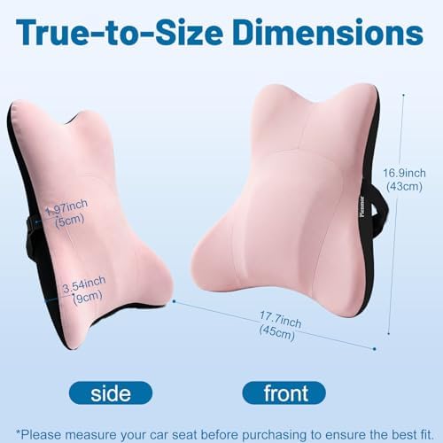 Lumbar Support Pillow, Memory Foam Back Cushion for Car & Office Chair - Pink - Image 2