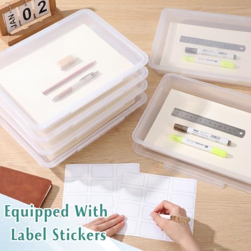 Tinlade 6 Pcs Classroom Paper Storage Bins with Lids, 13x10, Clear - Image 5