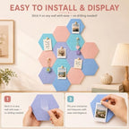 6.7 x 5.9 in 16 Pcs Hexagon Cork Board Tiles, Felt Pin Boards, Pastel - Image 5